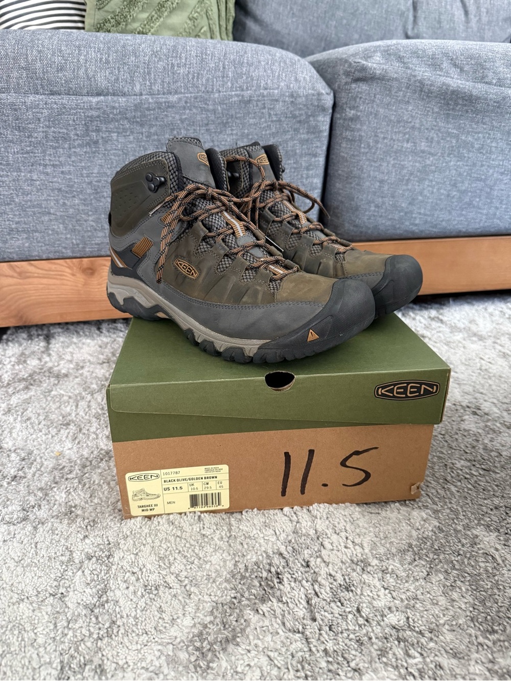 Keen Men's Brown/Olive Waterproof Hiking Boots Size 11.5